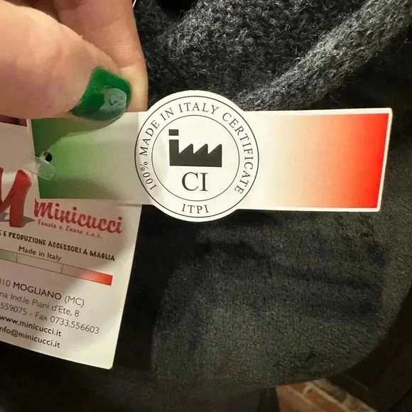 Minicucci infinity scarf mohair and wool blend gray and ivory - Picture 9 of 10